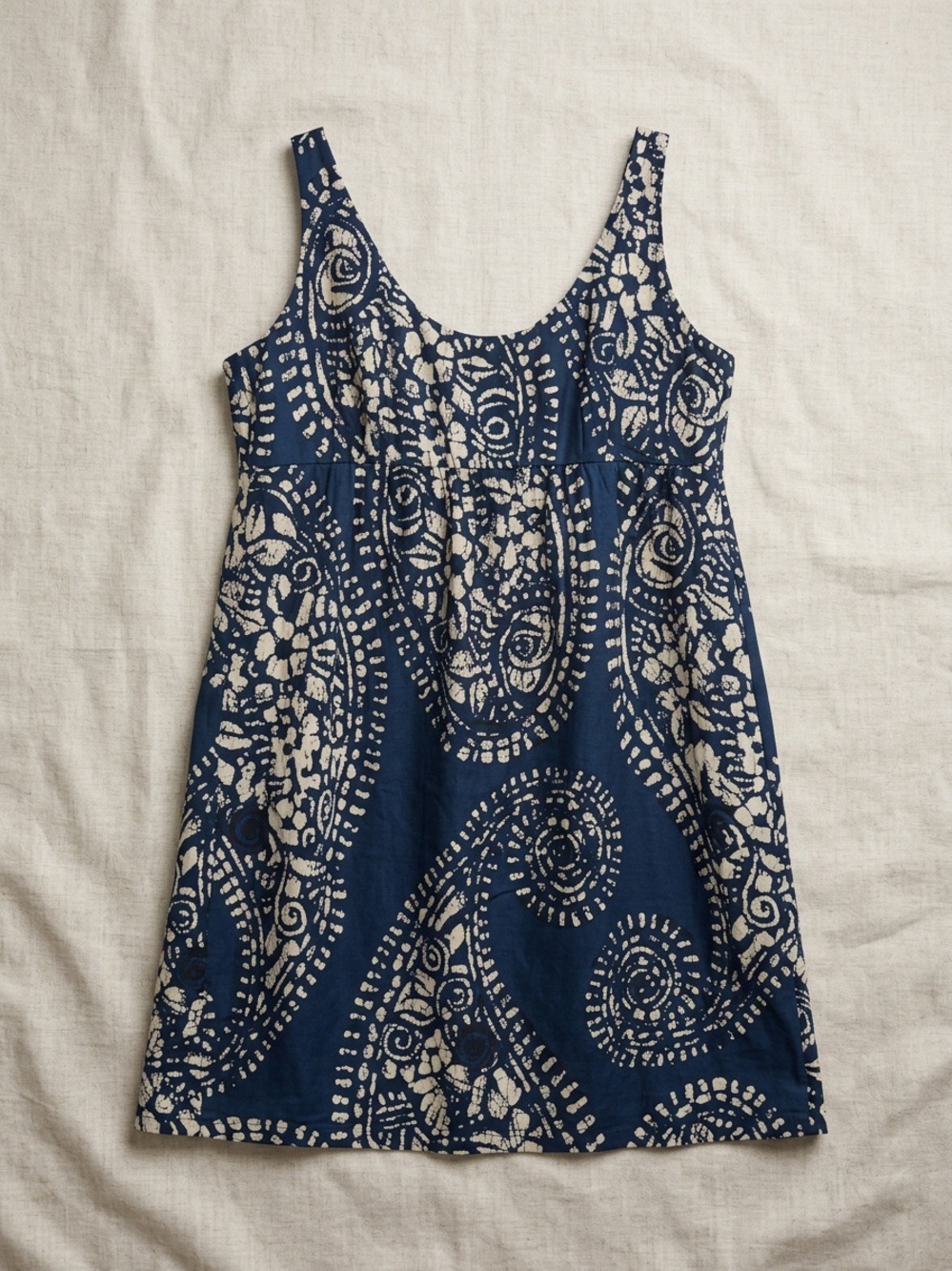 MICHAEL Michael Kors Navy and Cream Paisley-Print Sleeveless Mini Dress 12 P